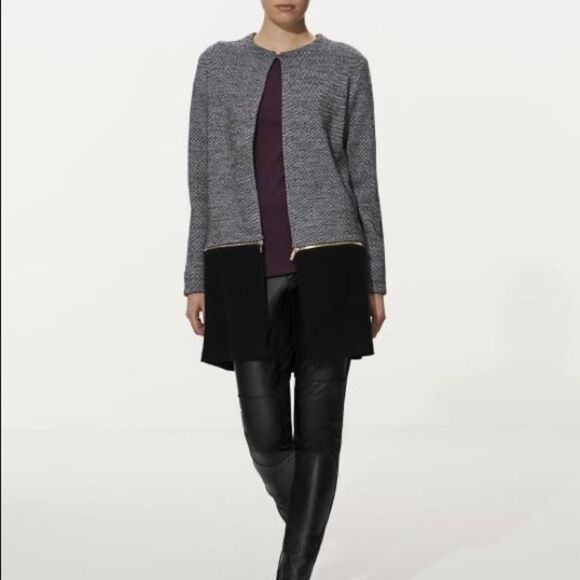 Karl LAGERFELD Grey Mixed Tweed Longline blazer Jacket coat Sz M - Picture 4 of 11